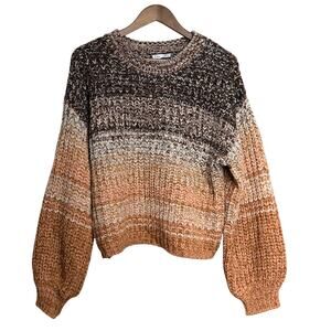 Women's Dex Crew Neck Brown Ombre Long Sleeve Sweater - Size Small